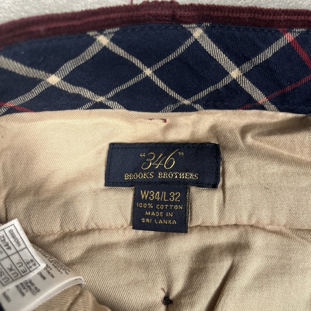 Brooks Brothers Corduroy 346 Pants Men 34x32 Burgundy Cotton Dress Casual-EUC - Picture 5 of 11